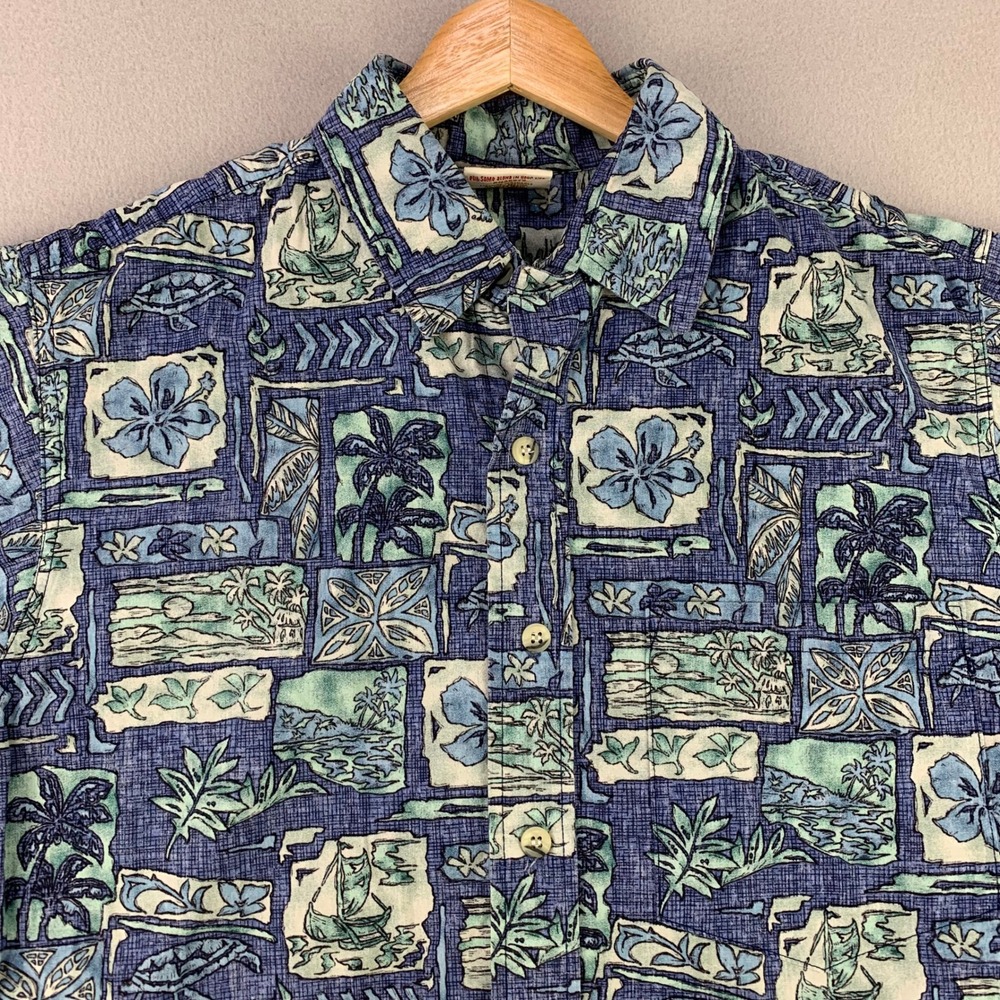 Vintage Go Barefoot Aloha Camp Shirt Mens Medium Hawaiian Tropical Made in USA